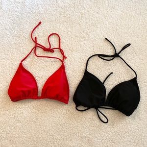 2 Swim Suit Tops Red & Black Size Large